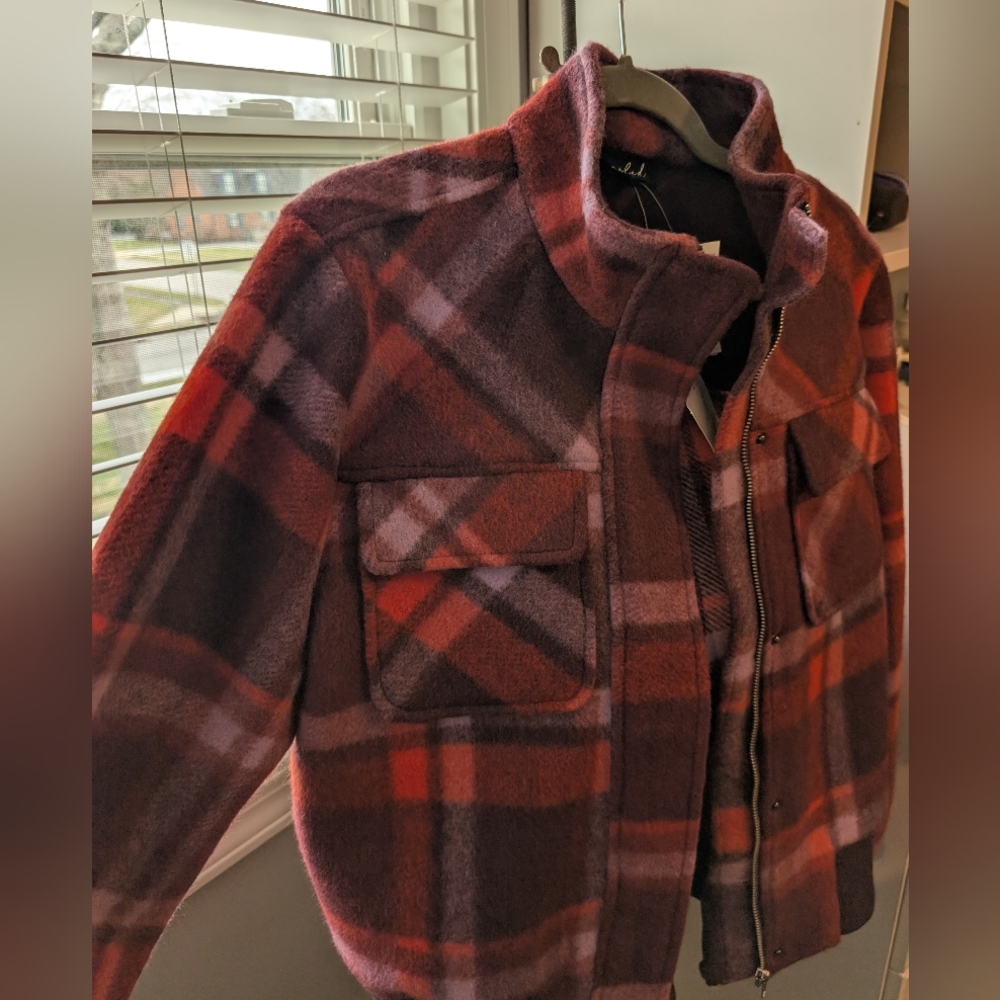 Marled Wool Blend Coat in Burgundy and Rust